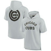 Chicago Cubs Unisex Elements Super Soft Fleece Short Sleeve Pullover Hoodie - Gray