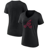 Atlanta Braves Women's Rough Diamond V-Neck T-Shirt - Black