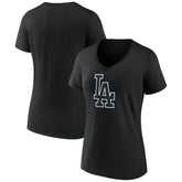 Los Angeles Dodgers Women's Rough Diamond V-Neck T-Shirt - Black