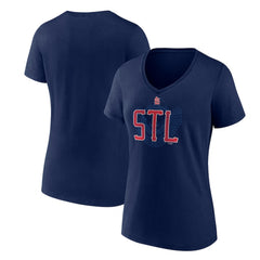 St. Louis Cardinals Women's Paint the Black V-Neck T-Shirt - Navy