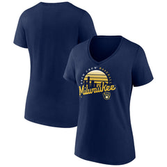 Milwaukee Brewers Women's One Champion V-Neck T-Shirt - Navy