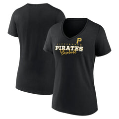 Pittsburgh Pirates Women's Back In Business V-Neck T-Shirt - Black