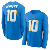 Justin Herbert Los Angeles Chargers Player Name & Number Long Sleeve T-Shirt - Powder Blue | Nike cheap