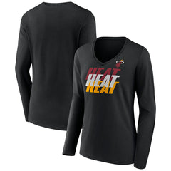 Miami Heat Women's Tumble V-Neck Long Sleeve T-Shirt - Black sale