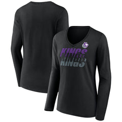 Sacramento Kings Women's Tumble V-Neck Long Sleeve T-Shirt - Black discount