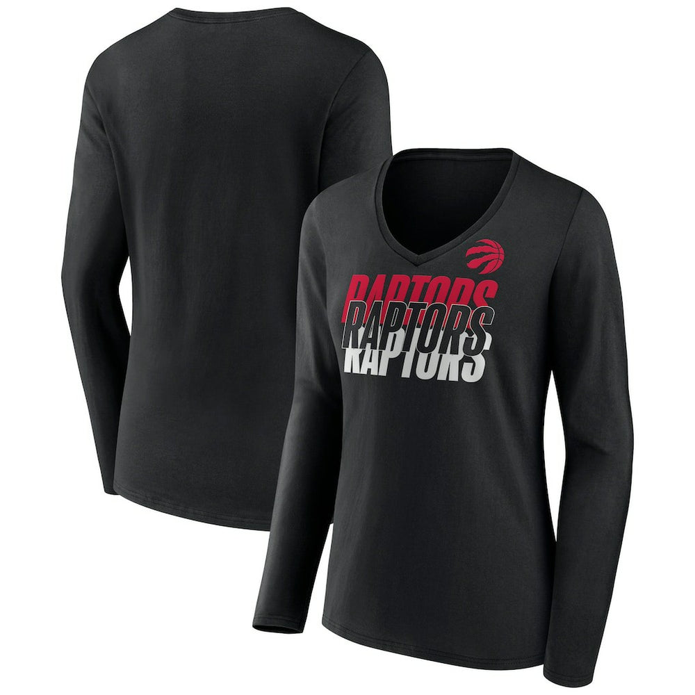Toronto Raptors Women's Tumble V-Neck Long Sleeve T-Shirt - Black shop
