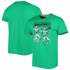 Joe Namath New York Jets Homage Unisex Unisex Caricature Retired Player Tri-Blend T-Shirt - Heather Green cheap