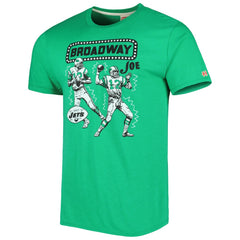 Joe Namath New York Jets Homage Unisex Unisex Caricature Retired Player Tri-Blend T-Shirt - Heather Green cheap