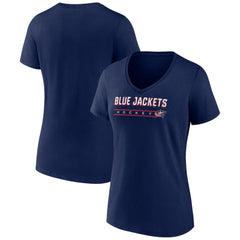 Columbus Blue Jackets Women's Primary Play V-Neck T-Shirt Navy