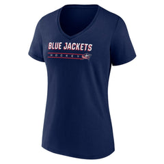 Columbus Blue Jackets Women's Primary Play V-Neck T-Shirt Navy