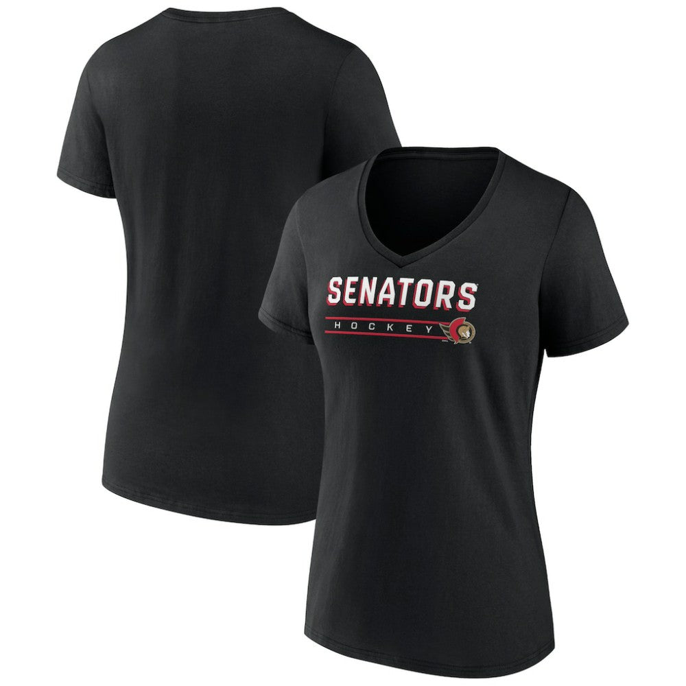 Ottawa Senators Women's Primary Play V-Neck T-Shirt Black