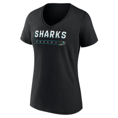 San Jose Sharks Women's Primary Play V-Neck T-Shirt Black