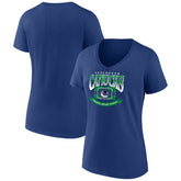 Vancouver Canucks Women's Slapshot V-Neck T-Shirt Blue