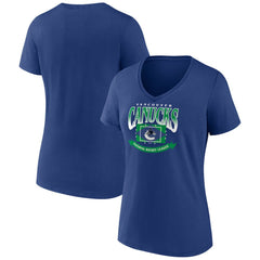 Vancouver Canucks Women's Slapshot V-Neck T-Shirt Blue