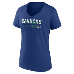 Vancouver Canucks Women's Primary Play V-Neck T-Shirt Blue