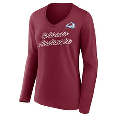 Colorado Avalanche Women's Forge Long Sleeve V-Neck T-Shirt Burgundy