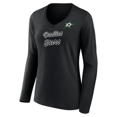 Dallas Stars Women's Forge Long Sleeve V-Neck T-Shirt Black