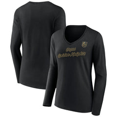 Vegas Golden Knights Women's Forge Long Sleeve V-Neck T-Shirt Black