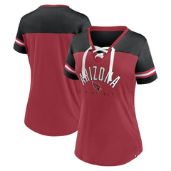 Arizona Cardinals Women's Blitz & Glam Lace-Up V-Neck Jersey T-Shirt - Cardinal/Black discount