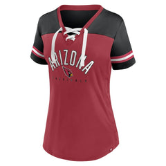 Arizona Cardinals Women's Blitz & Glam Lace-Up V-Neck Jersey T-Shirt - Cardinal/Black discount