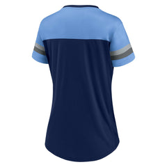 Tennessee Titans Women's Blitz & Glam Lace-Up V-Neck Jersey T-Shirt - Navy/Light Blue discount
