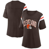 Cleveland Browns Women's Earned Stripes T-Shirt - Brown discount