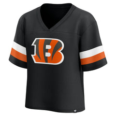 Cincinnati Bengals Women's Established Jersey Cropped V-Neck T-Shirt - Black sale