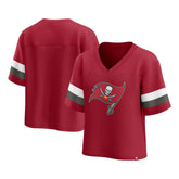 Tampa Bay Buccaneers Women's Established Jersey Cropped V-Neck T-Shirt - Red for sale