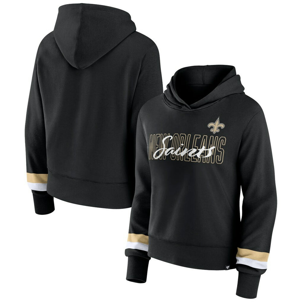 New Orleans Saints Women's Over Under Pullover Hoodie - Black discount
