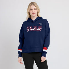 New England Patriots Women's Over Under Pullover Hoodie - Navy sale