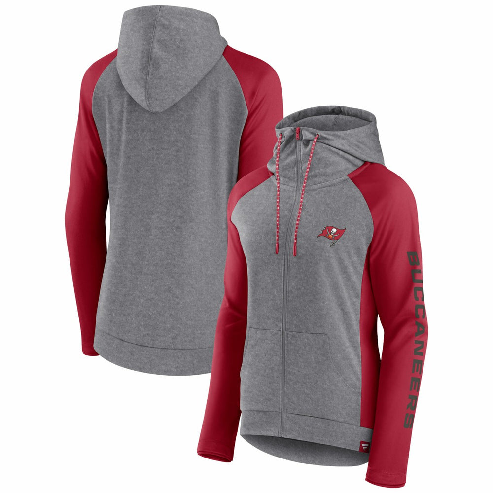 Tampa Bay Buccaneers Women's Blind Side Lightweight Full-Zip Hoodie - Heather Gray/College Red cheap