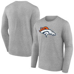 Denver Broncos Primary Team Logo Long Sleeve T-Shirt - Heather Gray outlet