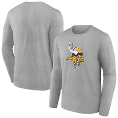 Minnesota Vikings Primary Team Logo Long Sleeve T-Shirt - Heather Gray on sale