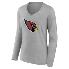 Arizona Cardinals Women's Primary Team Logo Long Sleeve V-Neck T-Shirt - Heather Gray sale