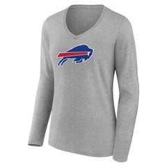 Buffalo Bills Women's Primary Team Logo Long Sleeve V-Neck T-Shirt - Heather Gray outlet