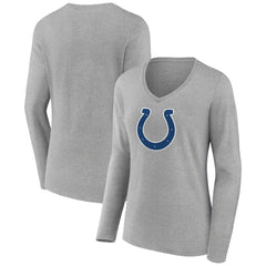 Indianapolis Colts Women's Primary Team Logo Long Sleeve V-Neck T-Shirt - Heather Gray cheap