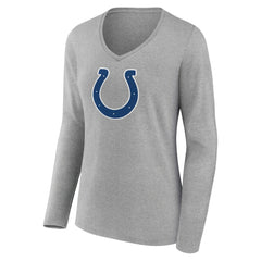 Indianapolis Colts Women's Primary Team Logo Long Sleeve V-Neck T-Shirt - Heather Gray cheap