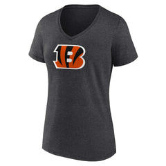 Cincinnati Bengals Women's Primary Team Logo V-Neck T-Shirt - Charcoal on sale