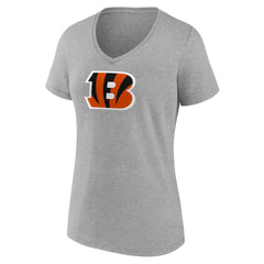 Cincinnati Bengals Women's Primary Team Logo V-Neck T-Shirt - Heather Gray for sale