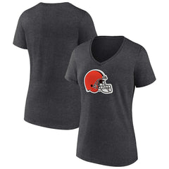 Cleveland Browns Women's Primary Team Logo V-Neck T-Shirt - Charcoal outlet