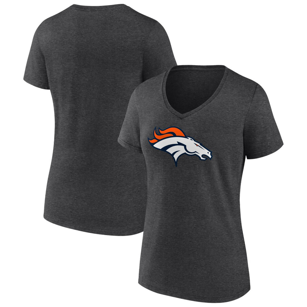 Denver Broncos Women's Primary Team Logo V-Neck T-Shirt - Charcoal for sale