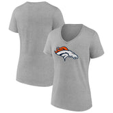 Denver Broncos Women's Primary Team Logo V-Neck T-Shirt - Heather Gray sale