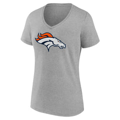 Denver Broncos Women's Primary Team Logo V-Neck T-Shirt - Heather Gray sale