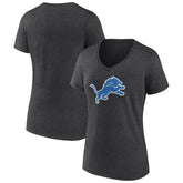 Detroit Lions Women's Primary Team Logo V-Neck T-Shirt - Charcoal for sale