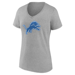 Detroit Lions Women's Primary Team Logo V-Neck T-Shirt - Heather Gray for sale