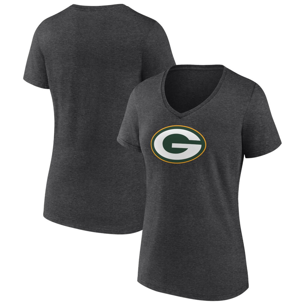 Green Bay Packers Women's Primary Team Logo V-Neck T-Shirt - Charcoal online