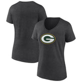 Green Bay Packers Women's Primary Team Logo V-Neck T-Shirt - Charcoal online
