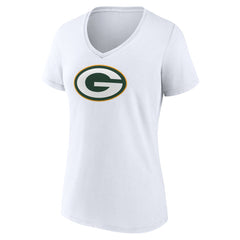 Green Bay Packers Women's Primary Team Logo V-Neck T-Shirt - White outlet