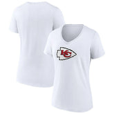 Kansas City Chiefs Women's Primary Team Logo V-Neck T-Shirt - White discount