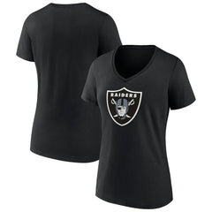 Las Vegas Raiders Women's Primary Team Logo V-Neck T-Shirt - Black on sale
